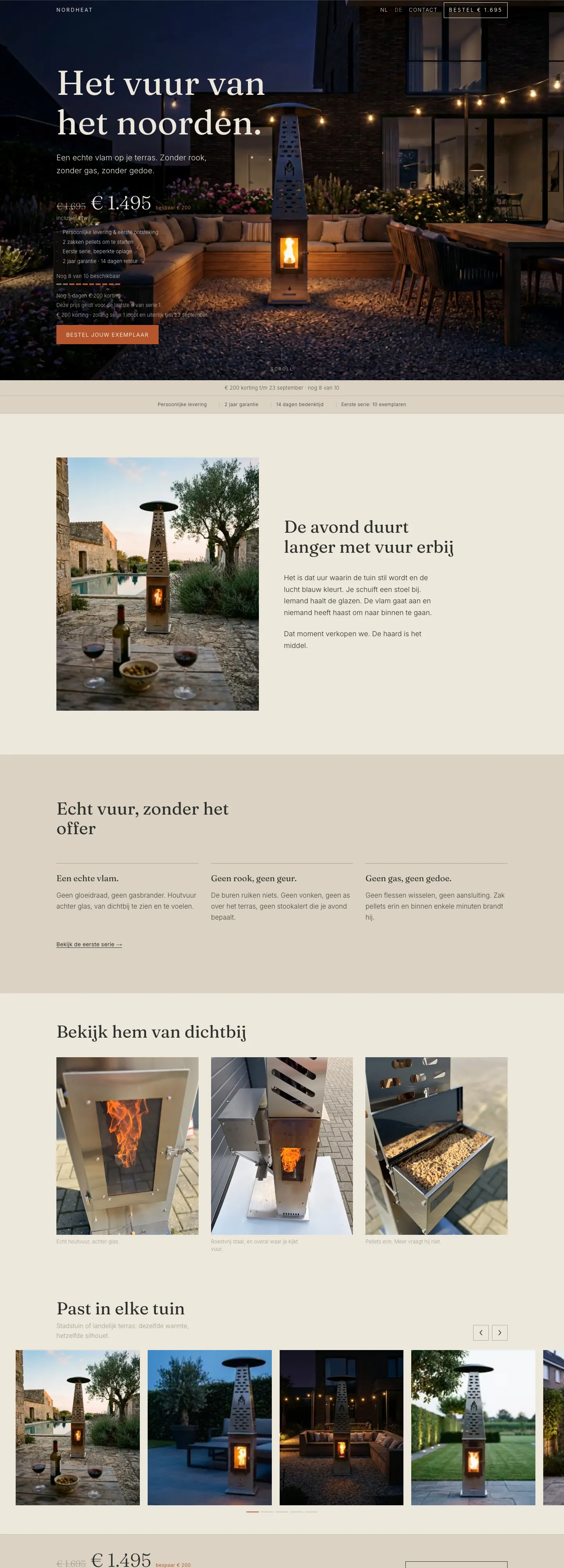 Screenshot van de website van Nordheat
